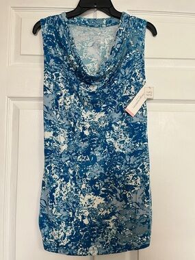 Liz Lange Maternity Cowl Neck Sleeveless Top - Women’s S Turquoise Print - NWT